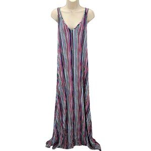 C&C California Multicolor Striped Stretchy Knit Maxi Dress Size M Long